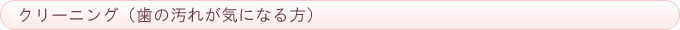 クリーニング（歯の汚れが気になる方）